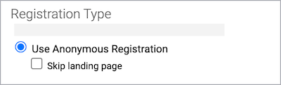 Registration Type section with the Use Anonymous Registration option selected